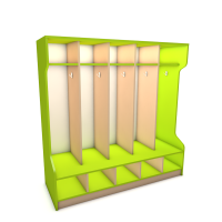 Шкаф для одежды открытый с сиденьем (пятисекционный) 1370х350х1220 мм