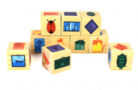 Кубики СОРТИРОВКА ЦВЕТА И ФОРМЫ КАРТОН (УФ печать по дереву)