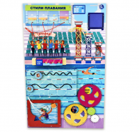 Дидактическая настенная панель / бизиборд ВОДНЫЕ ВИДЫ СПОРТА. Серия МИР СПОРТА