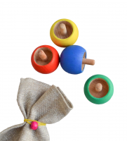 Набор цветных волчков Томсона - 4 шт в льняном мешочке