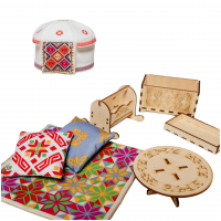 Юрта Казахская малая дидактическая (в комплекте ковры, подушки и мебель)