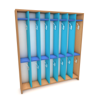 Шкаф для полотенец двухъярусный с полочкой, 7 секций