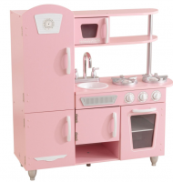 Кухня игровая "Винтаж" розово-белая