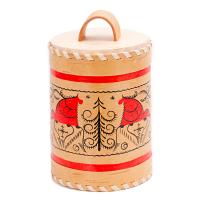 Туес с мезенской росписью (14 см)